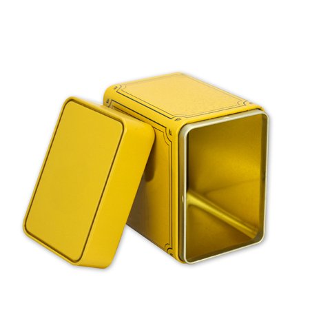 tea tin with yellow painting